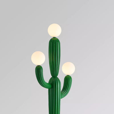 Contemporary Creative Cactus Resin Glass 3-Light Standing Floor Lamp For Living Room