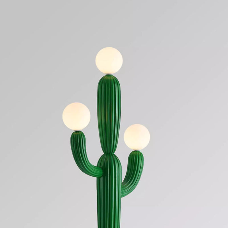 Contemporary Creative Cactus Resin Glass 3-Light Standing Floor Lamp For Living Room