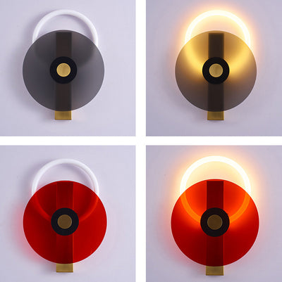 Contemporary Creative Iron Acrylic Round Disc LED Wall Sconce Lamp For Living Room