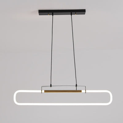 Modern Minimalist Iron Acrylic Rectangular Strip LED Island Light Chandeliers For Dining Room