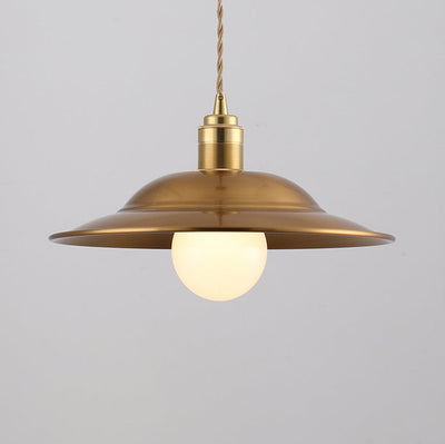 Contemporary Nordic Copper Hat Shade 1-Light Pendant Light For Living Room