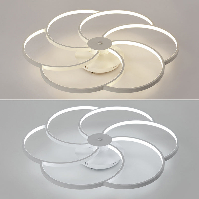 Contemporary Simplicity Aluminum Petal Silicone Strip Shade LED Flush Mount Ceiling Light For Living Room