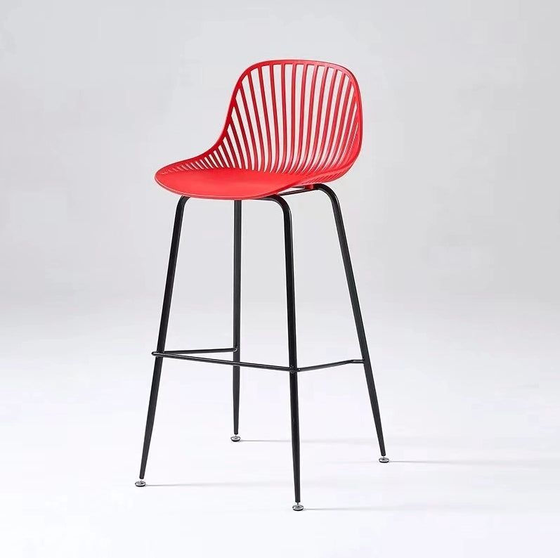 Contemporary Scandinavian Round Plastic Bar Stool Backrest Footrest For Dining Room