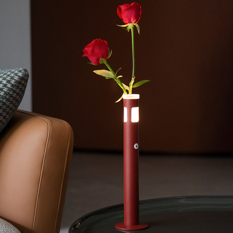 Creative Cylinder Vase Aluminum Acrylic LED Decorative Table Lamp