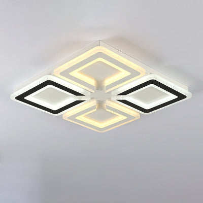 Modern Minimalist Diamond Iron Acrylic LED Flush Mount Ceiling Light For Living Room