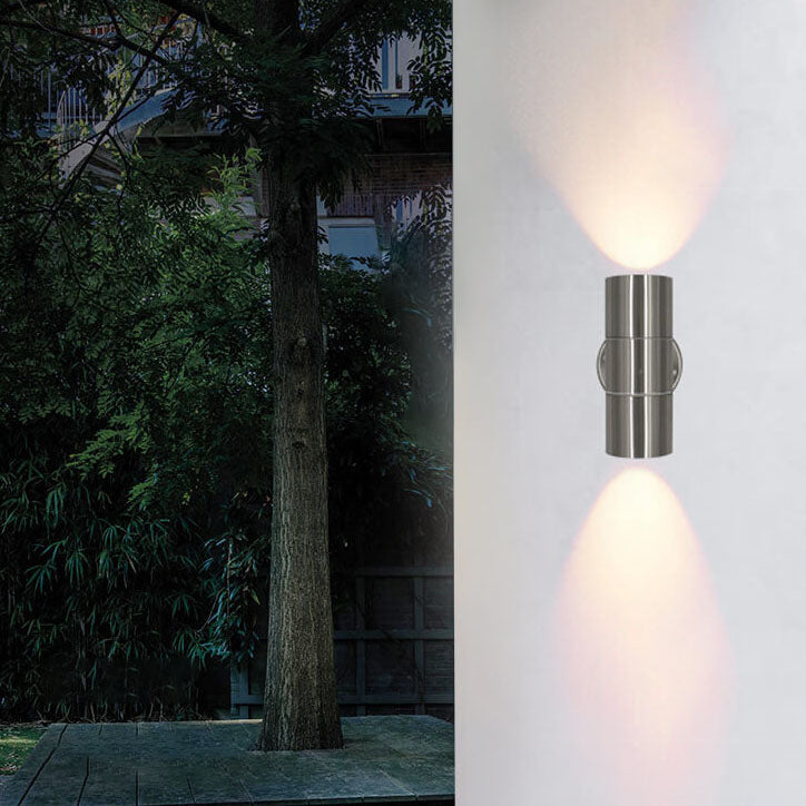 Modern Minimalist Stainless Steel Cylinder 2-Light Wall Sconce Lamp