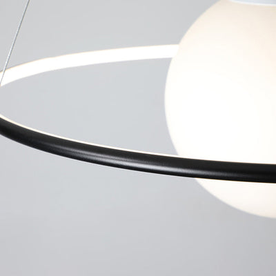 Modern Minimalist Circle Orb Iron Silicone Aluminum LED Pendant Light For Living Room