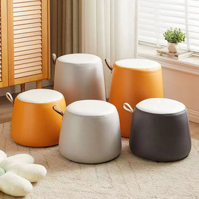 Contemporary Simplicity Cylinder Fabric Pouf Low Stool For Living Room