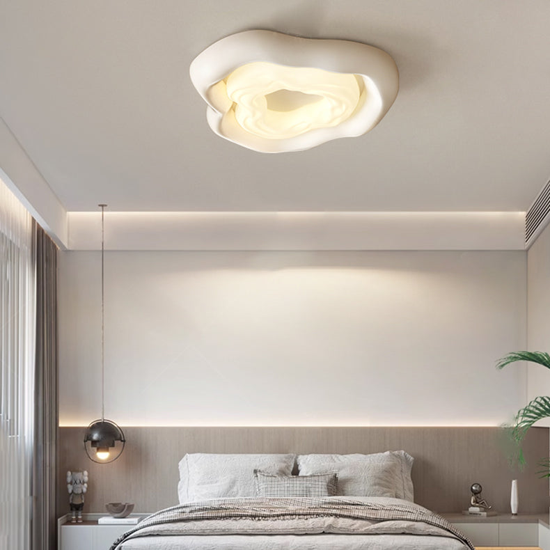 Modern Minimalist Cream Cloud PE Iron LED Flush Mount Ceiling Light For Living Room