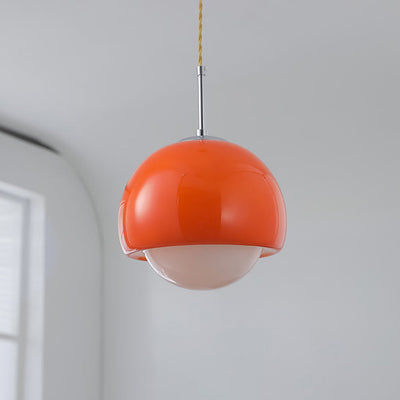 Modern Minimalist Round Ball Glass Iron 1-Light Pendant Light For Living Room