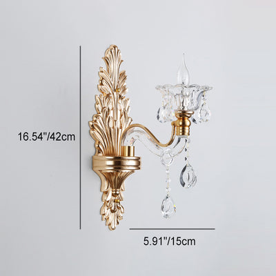 Contemporary Nordic Crystal Flower Candlestick 1/2-Light Wall Sconce Lamp For Living Room