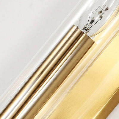 Modern Luxury Golden Finish Frame Glass Cylinder LED Wall Sconce Lamp For Living Room