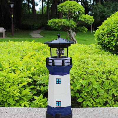 Contemporary Creative Solar Waterproof Lighthouse Resin LED Outdoor Light For Garden