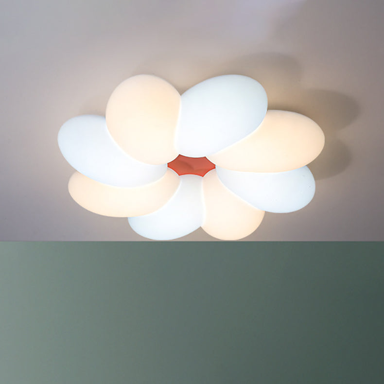 Contemporary Creative Cream Acrylic Petal Shape LED Flush Mount Ceiling Light For Bedroom