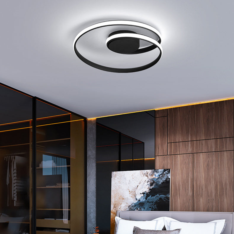 Modern Minimalist Round Silicone Iron Aluminum LED Flush Mount Ceiling Light For Living Room