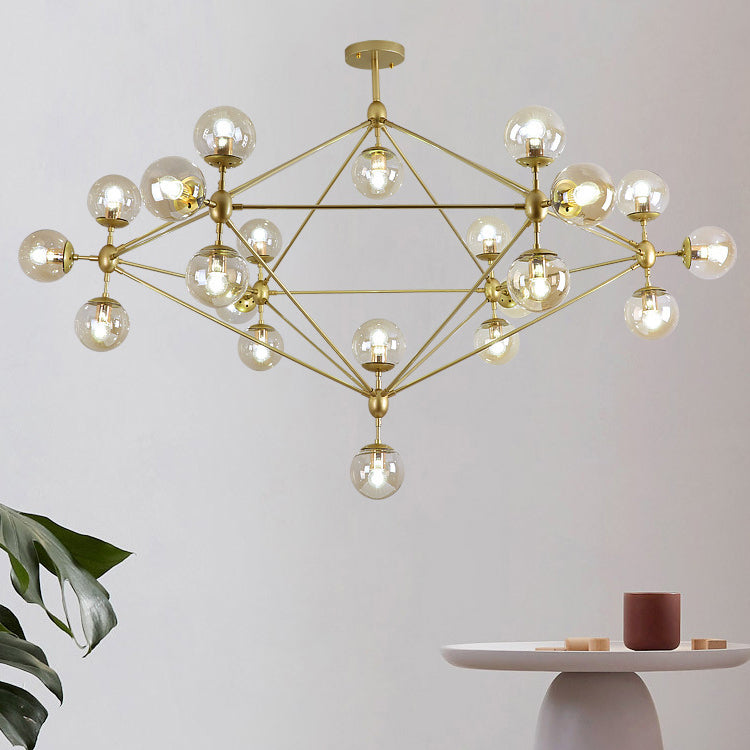 Modern Minimalist Round Ball Iron Glass 10/21 Light Chandelier For Living Room