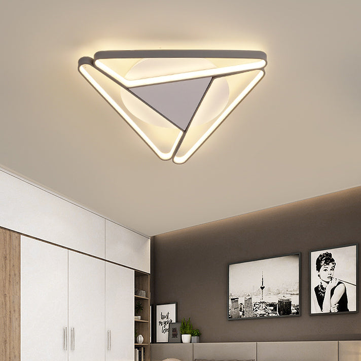 Contemporary Simplicity Aluminum Geometric Triangle Silicone LED Flush Mount Ceiling Light For Living Room