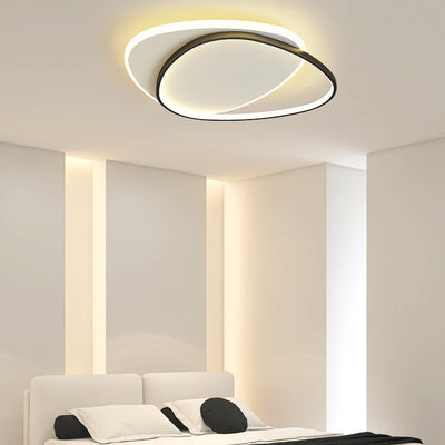 Modern Minimalist Triangle Oval Acrylic Iron LED Flush Mount Ceiling Light For Living Room