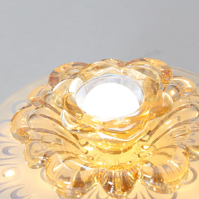 Modern Luxury Crystal Glass Round Flower LED Flush Mount Ceiling Light For Hallway