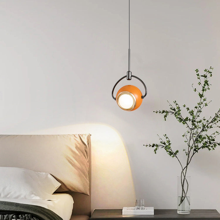 Modern Minimalist Rotatable Spherical Aluminum Glass LED Pendant Light For Bedroom