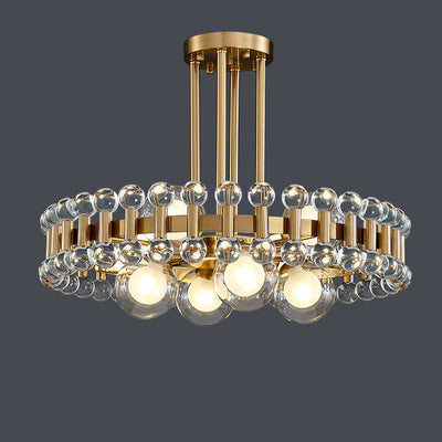 Modern Luxury Gold Finish Frame Colorful Glass Shade 6/8/10-Light Chandelier For Living Room