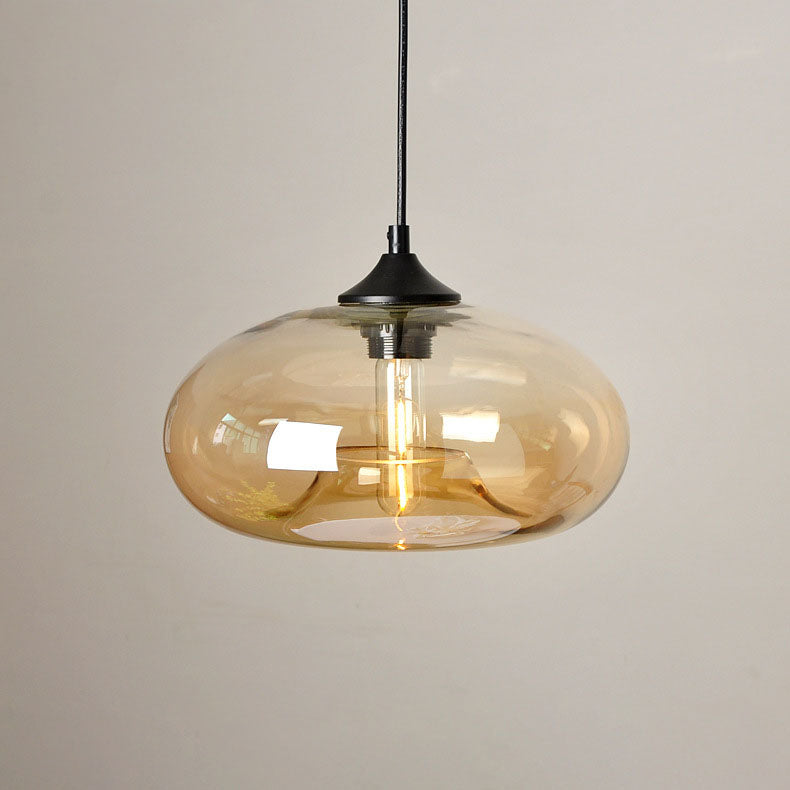 Contemporary Nordic Oval-Shaped Glass Shade Iron 1-Light Pendant Light For Living Room