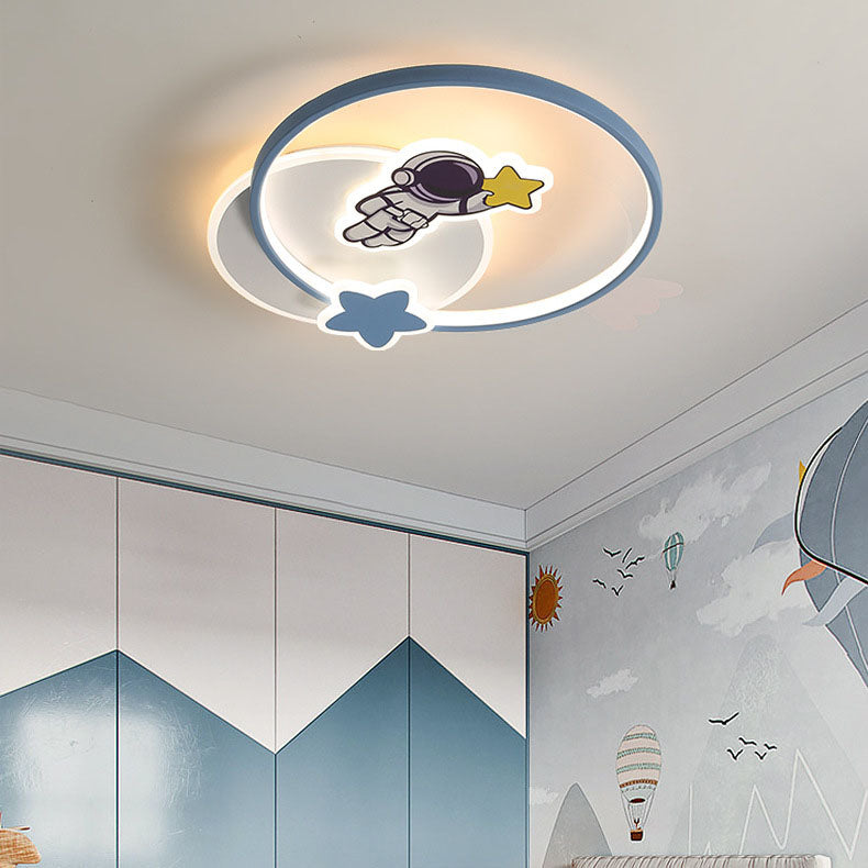 Contemporary Creative Acrylic Airplane Iron LED Flush Mount Ceiling Light For Bedroom