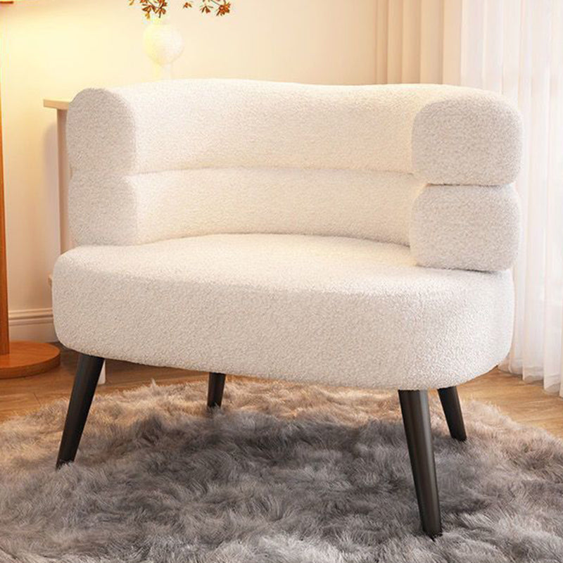 Contemporary Nordic Round Lambswool Upholstered Vanity Stool Backrest Armrest For Bedroom