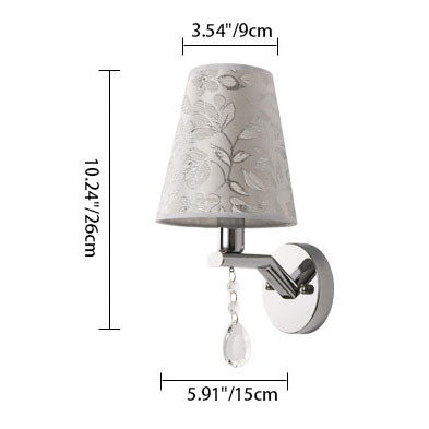 Modern Transitional Flower Pattern Fabric Shade Electroplated Iron Frame 1-Light Wall Sconce Lamp For Living Room