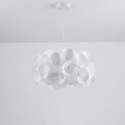 Modern Minimalist Cream Flower Bouquet Iron PVC 3-Light Pendant Light For Living Room