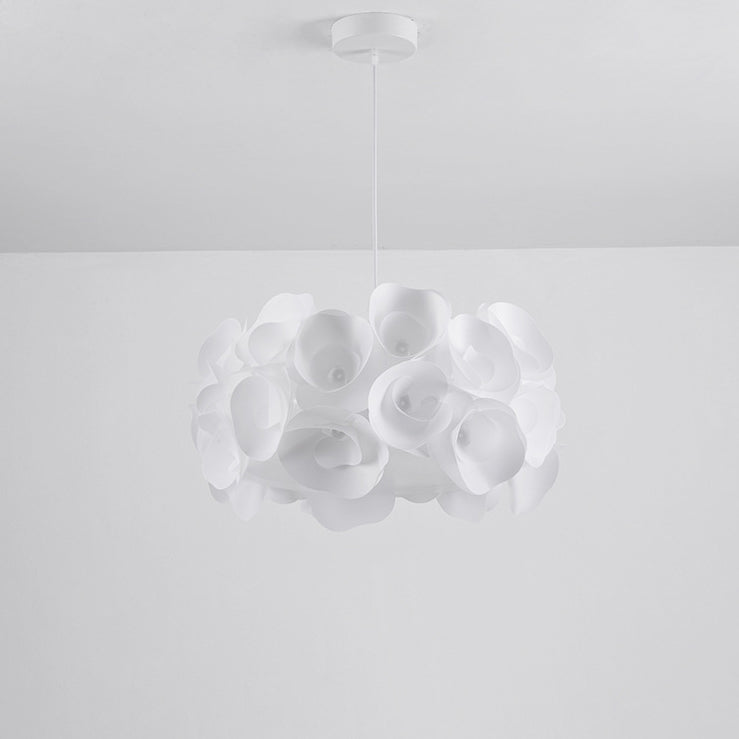 Modern Minimalist Cream Flower Bouquet Iron PVC 3-Light Pendant Light For Living Room