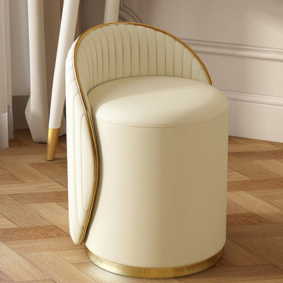 Modern Minimalist Cylinder Iron Leather Vanity Stool Backrest For Bedroom