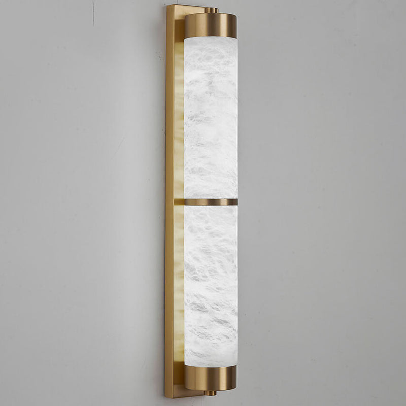 Modern Light Luxury Full Copper Marble Column LED Wall Sconce Lamp