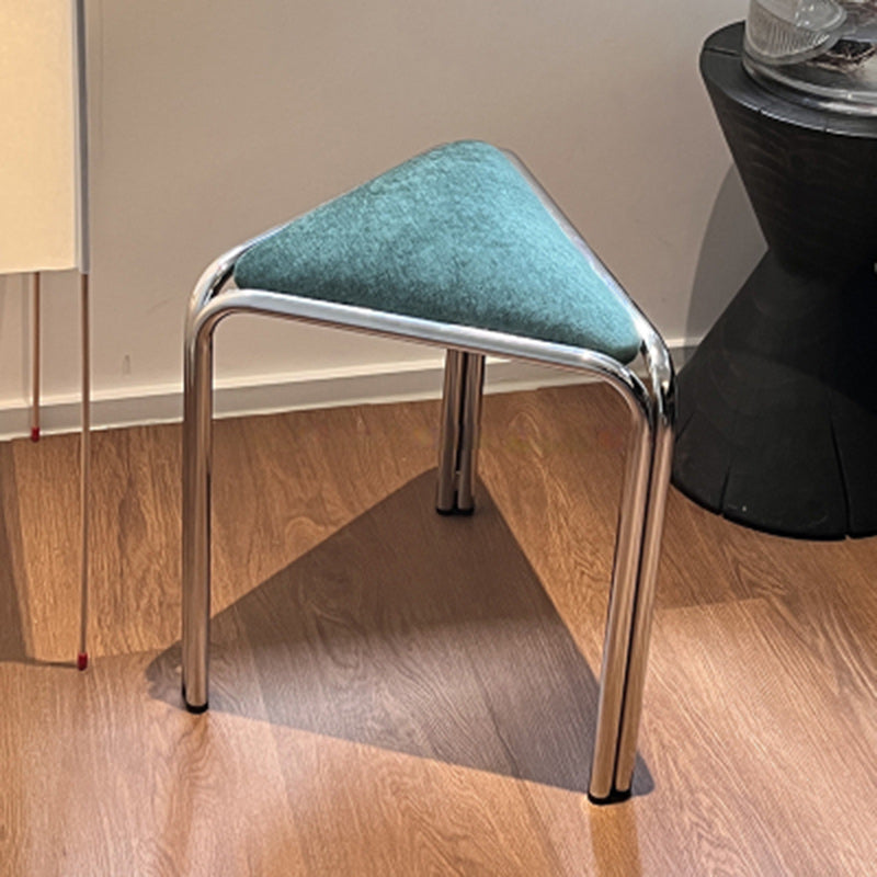 Modern Minimalist Triangle Fabric Stainless Steel Vanity Stool Backless Armless For Bedroom