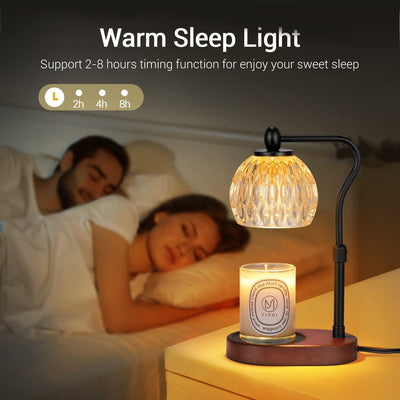 Modern Minimalist Round Glass Wood 1-Light Aroma Melted Wax Table Lamp For Bedroom