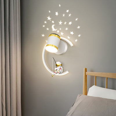 Contemporary Creative Cartoon Astronaut Iron Aluminum LED Wall Sconce Lamp For Bedroom