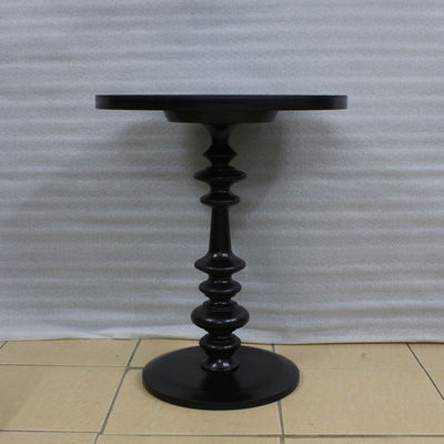 Modern Simplicity Round Tray Top Ash Wood Column Base End Table For Living Room