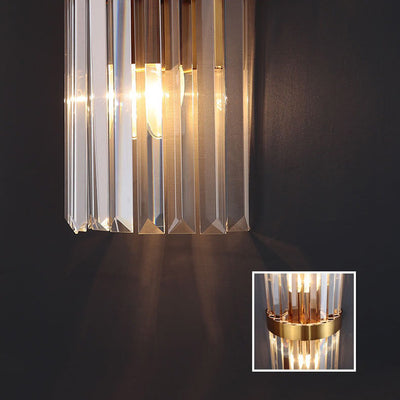 Contemporary Luxury Crystal Strip Stainless Steel 1-Light Wall Sconce Lamp For Bedroom