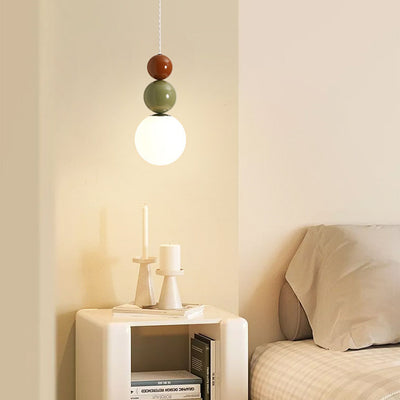 Modern Minimalist Round Ball Iron Glass 1-Light Pendant Light For Bedroom