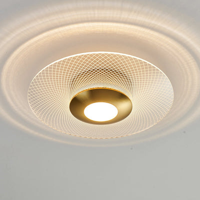 Modern Minimalist Round Flower Square Acrylic Metal LED Semi-Flush Mount Ceiling Light For Bedroom