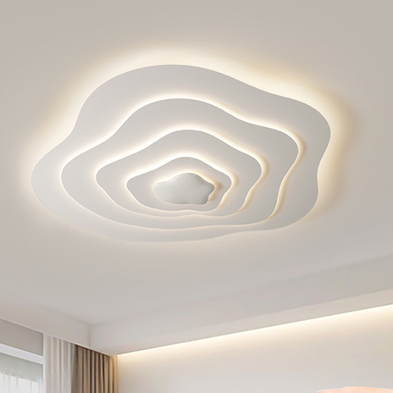 Modern Minimalist Cream Cloud Resin Iron LED Flush Mount Ceiling Light For Bedroom