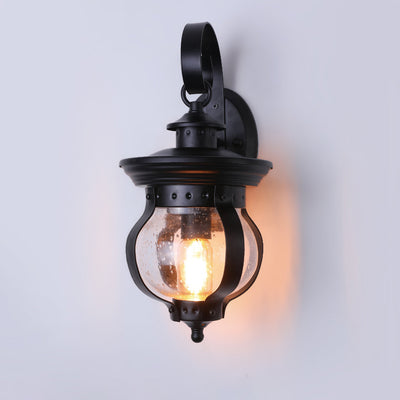 Contemporary Industrial Iron Glass Gourd Shape 1-Light Waterproof Wall Sconce Lamp For Outdoor Patio