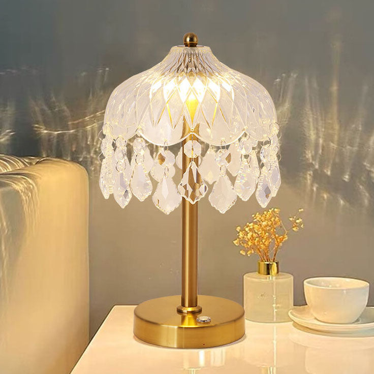 Modern Luxury Crystal Glass Umbrella USB LED Table Lamp