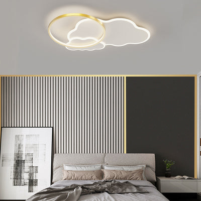 Modern Minimalist Cloud Aluminum Acrylic Shade LED Flush Mount Ceiling Light For Bedroom