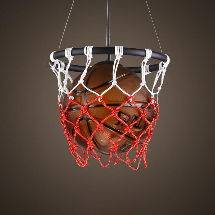 Lampe suspendue moderne et créative à 1 lumière en corde de verre et de fer pour basket-ball 