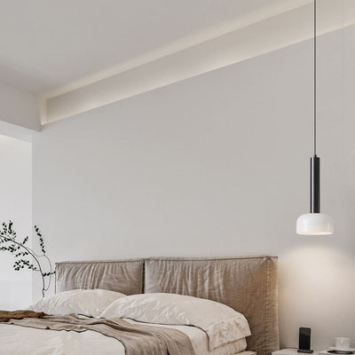 Lampe suspendue LED ronde en verre avec cadre en cuivre et minimaliste moderne, luminaire décoratif d'intérieur, idéal pour un salon