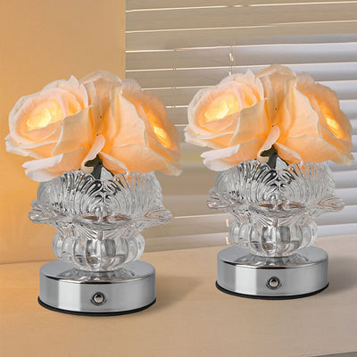 Modern Decorative Rose Metal Glass LED Table Lamp