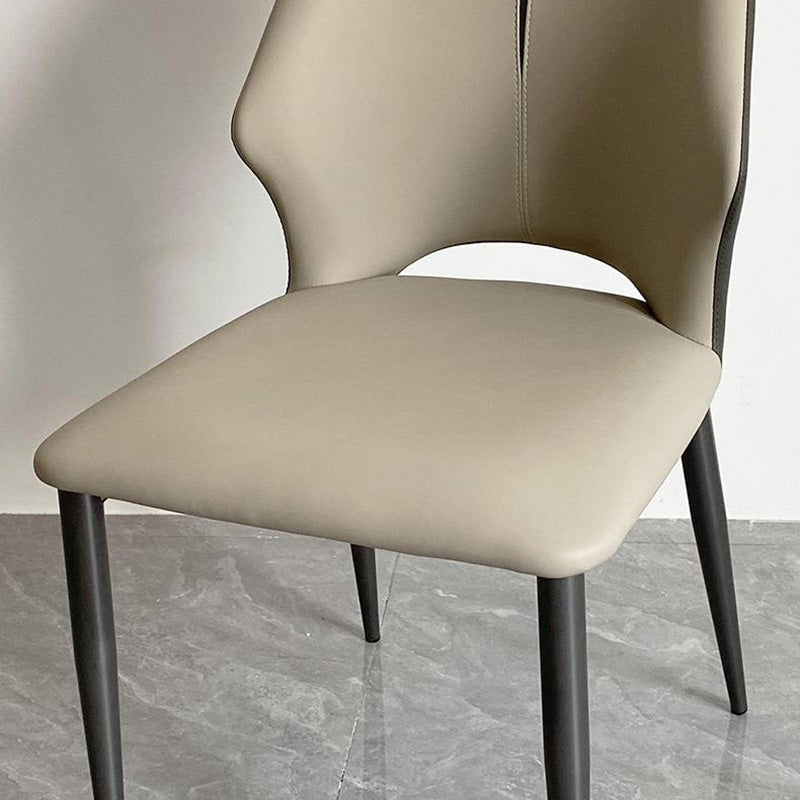 Contemporary Luxury Square Microfiber Leather Carbon Steel Dining Chair Backrest For Dining Room