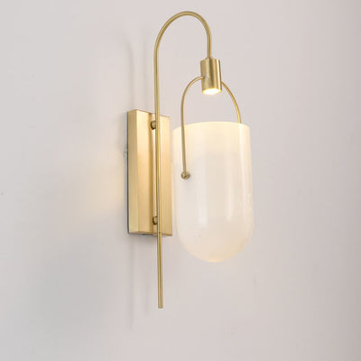 Scandinavian Modern Luxury Cup Shaped Copper Glass LED Wall Sconce Lamp