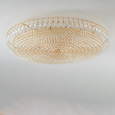 Modern Luxury Circle Iron Crystal 4/6/8/10 Light Flush Mount Ceiling Light For Living Room